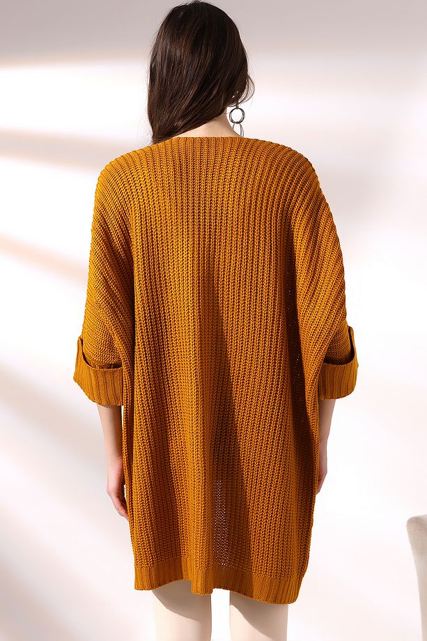 Oversize Model Uzun Cepli Triko Hırka - 6