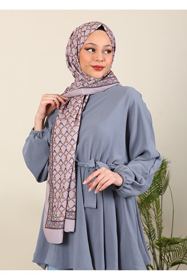 Imported Patterned Medina Silk Shawl Water Series - New Collections | Light Mink