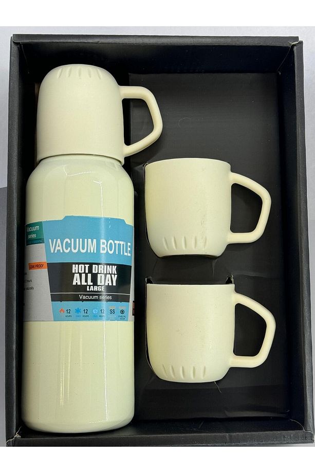Paslanmaz Çelik Termos Seti 3'lü Bardak Çift Vakumlu 500 ml Vacuum Flask Set - 1