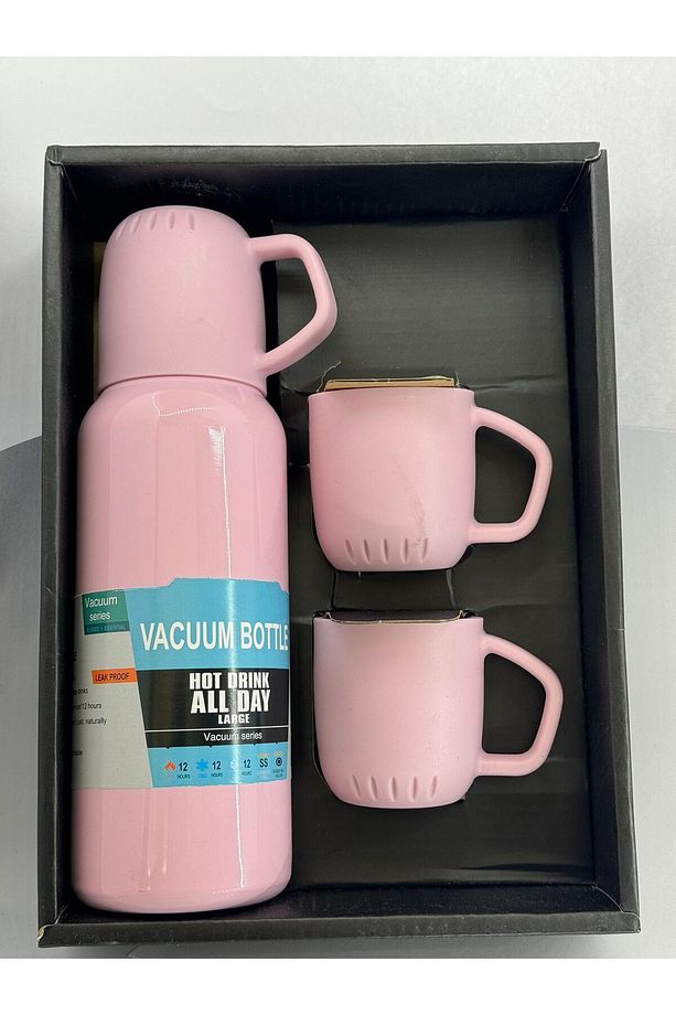 Paslanmaz Çelik Termos Seti 3'lü Bardak Çift Vakumlu 500 ml Vacuum Flask Set - 1