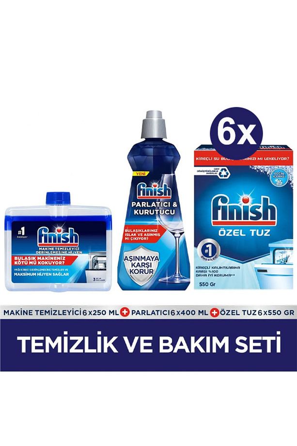 Temizlik Ve Bakım Seti (Parlatıcı 400 ml+Makine Temizleyici Sıvı 250 ml+Tuz 550 gr) X 6 Set - 1