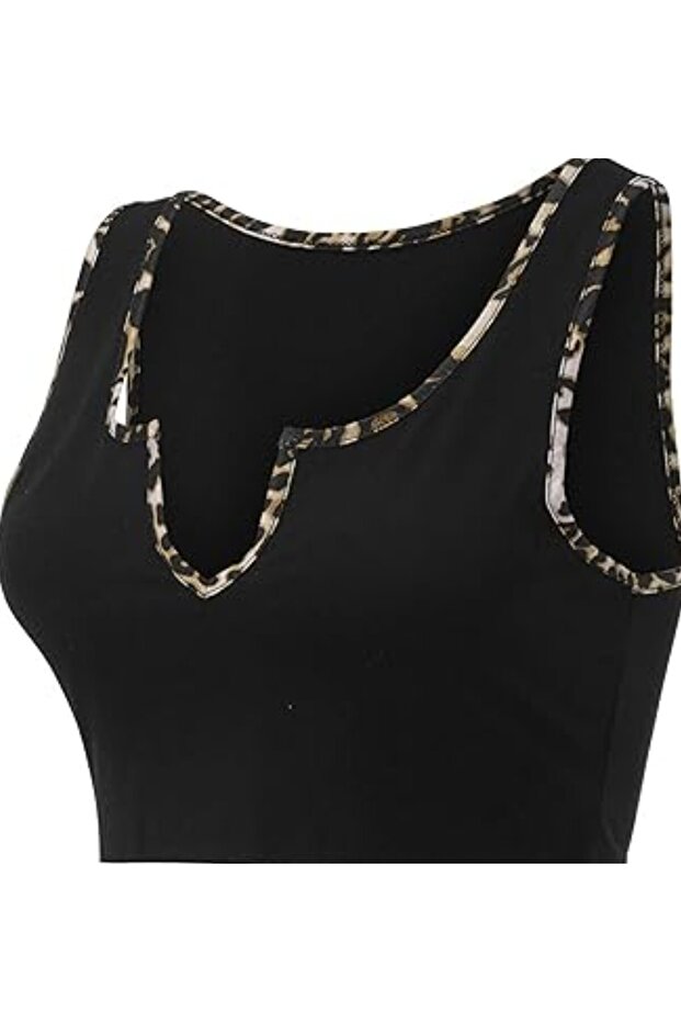 Leopard Patterned Black Strap Crop - 3
