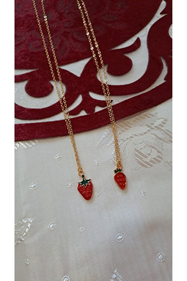 2pcs strawberry necklace mother girlfriend necklace bff christmas red