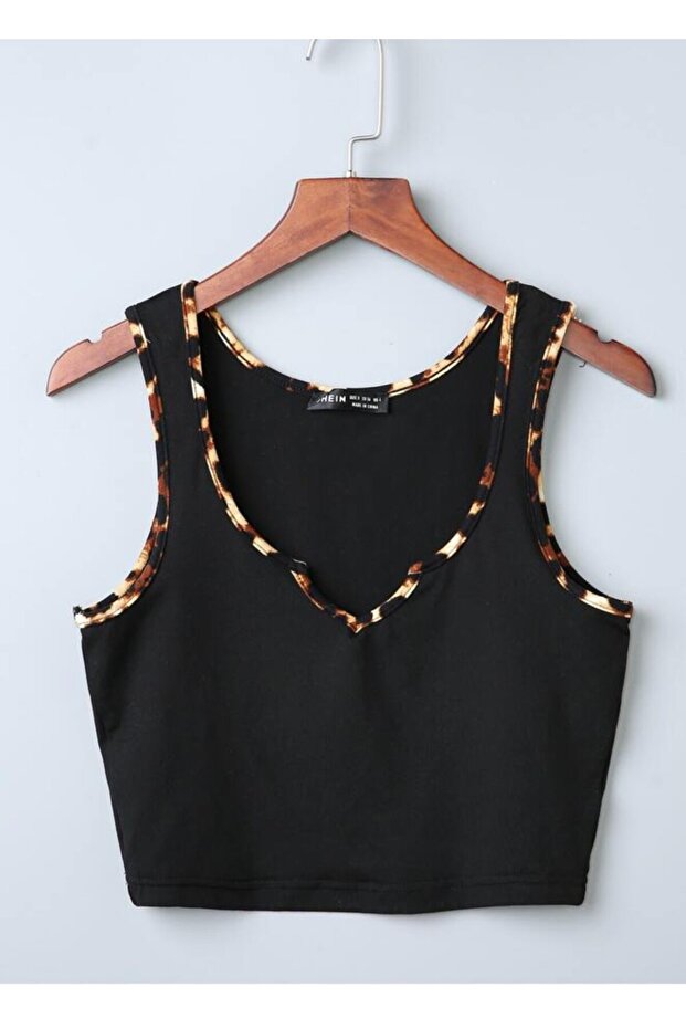 Leopard Patterned Black Strap Crop - 2