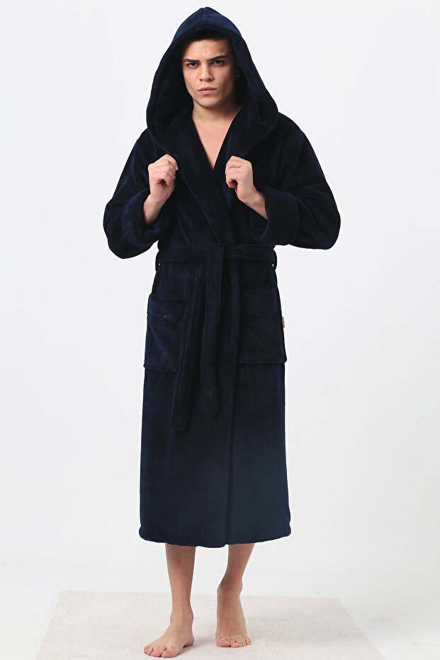 Hooded Raschel Thick Men's Dressing Gown