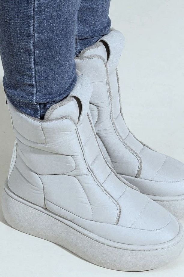 OGGO Snow Boot Açık Krem Termal Kürklü Kışlık Kaymaz Taban Kar Botu - 5