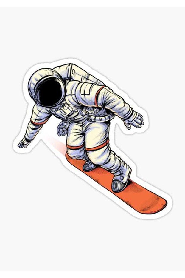 Snowboard Astronaut Car, Motorcycle, Helmet, Laptop, Glass Sticker 13x12 Cm