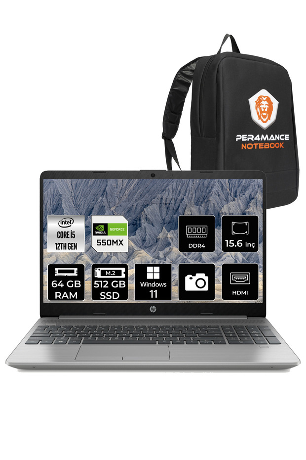 250 G9 i5-1235U 64GB 512GB SSD MX550 15.6'' FHD W11 PRO 6Q8M7ES & PER4 ÇANTA - 1
