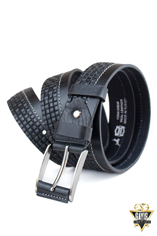 Special Boxed | Premium 1Oo% Genuine Leather | Men's Denim Fabric Trouser Belt | Italian Leather Belt