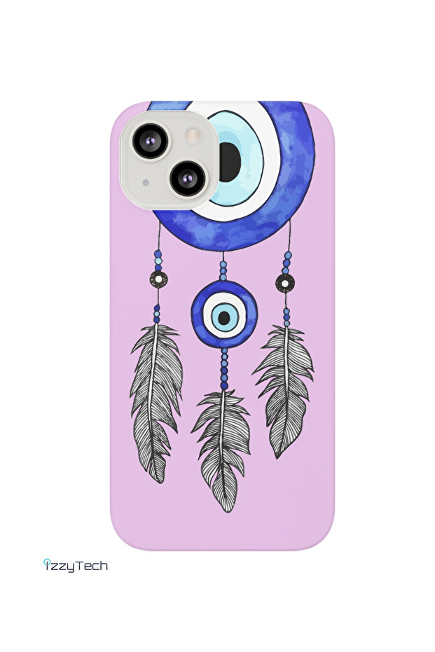 حافظة إطلاق متوافقة مع هاتف Iphone 14 Plus مع خرز عين الشر المخملي داخلها - 1