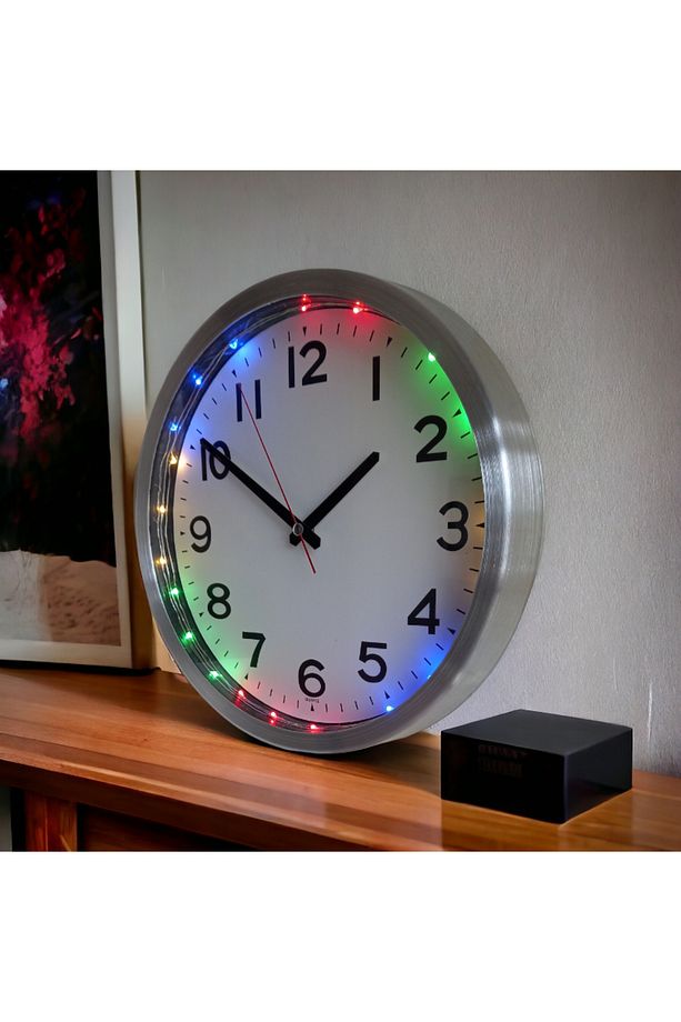 Uzaktan Kumandalı Ledli Işıklı Duvar Saati Gece Lambası Aplik 30 cm B3 - 8
