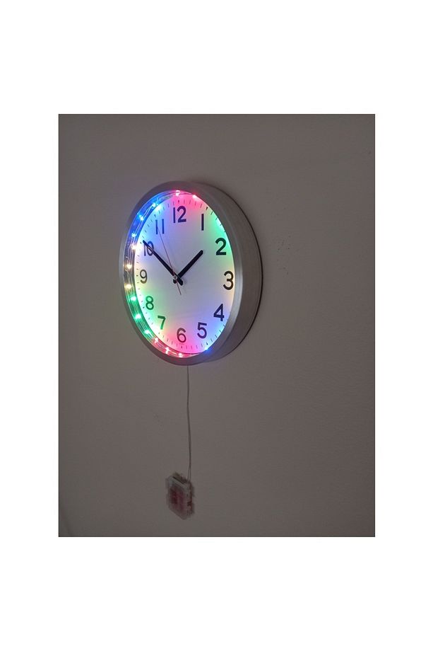 Uzaktan Kumandalı Ledli Işıklı Duvar Saati Gece Lambası Aplik 30 cm B3 - 4