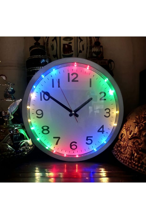 Uzaktan Kumandalı Ledli Işıklı Duvar Saati Gece Lambası Aplik 30 cm B3 - 3