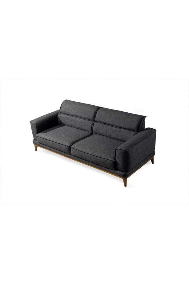 Keten Kumaşlı Gürgen İskelet Yatak Olabilen Soft Süngerli Rahat Oturuma Sahip Gri Relax Kanepe - 6