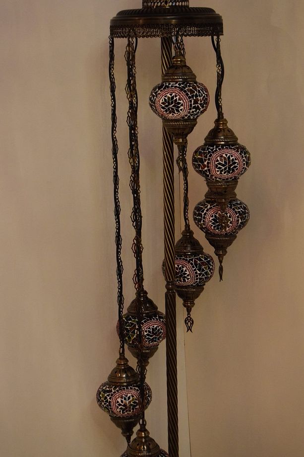 Lambader Çoklu Elişi Sarkıt Camlı,mozaik Ayaklı Lambader,dekoratif Köşe Lambası Model 15 - 3