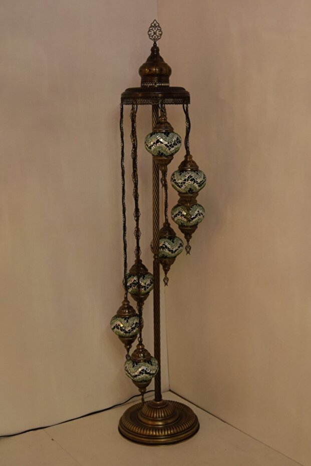 Lambader Çoklu Elişi Sarkıt Camlı,mozaik Ayaklı Lambader,dekoratif Köşe Lambası Model 12 - 3