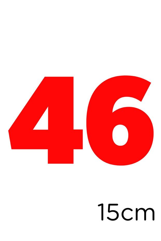 ملصق لاصق للأرقام رقم 46، 15 سم - أحمر