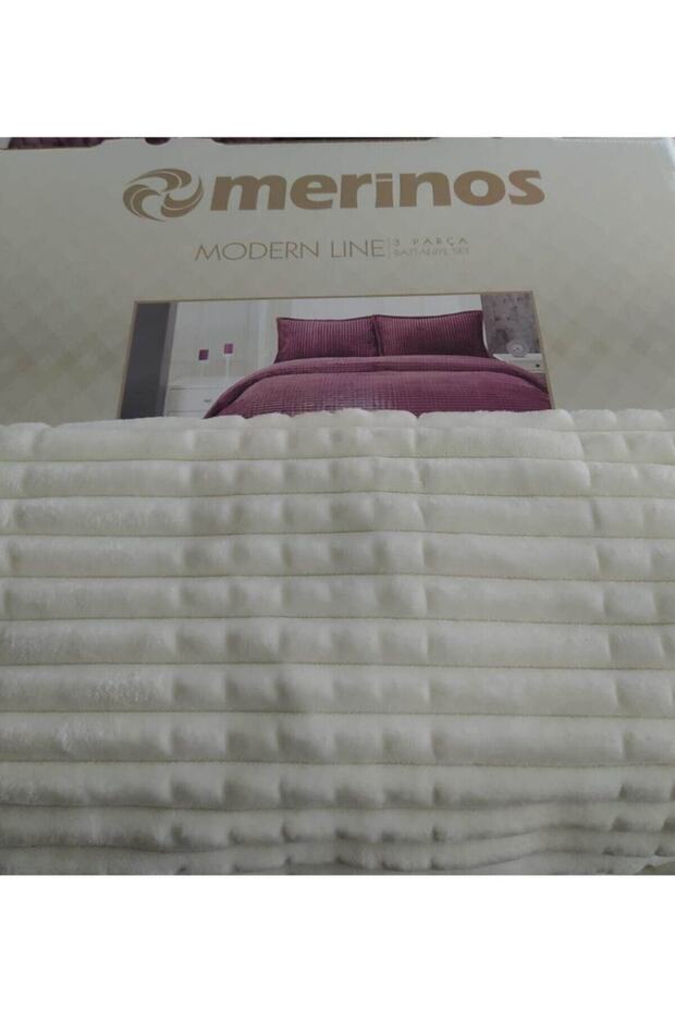 Modern Line Blanket Set Double Bone