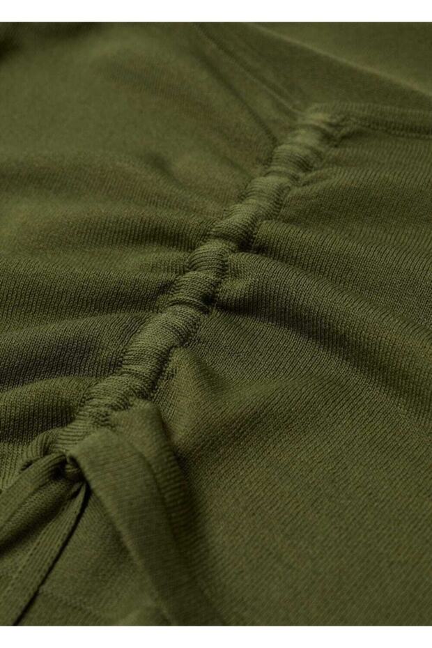 Kadın Haki Renk Drapeli Kısa Üst - 8