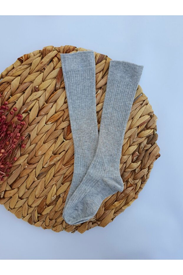 Gray Below Knee Baby Kids Socks