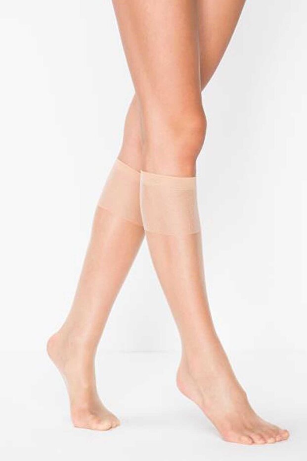 Women's Beige Fit 15 Shiny Knee Socks 12 Pack
