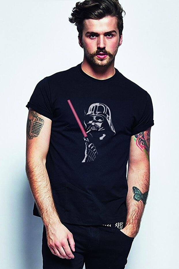 Darth Vader Fun Printed Black Men's Knitted Tshirt