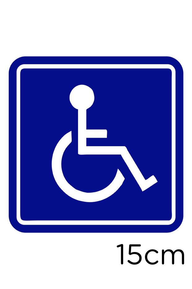 Disabled Car and Disabled Woman Car Sign Sticker 15cm - Navy Blue