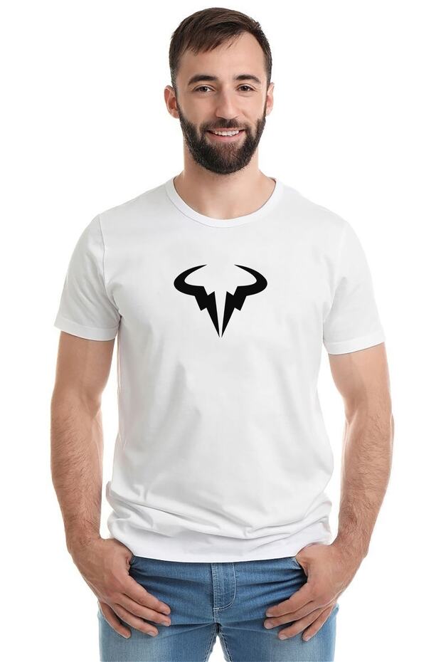 Logo Rafa Nadal Academy By Movista Printed White Men's Knitted T-Shirt