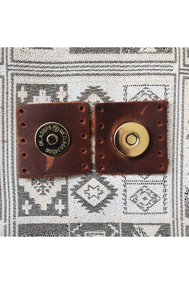 Gold Magnet Square Genuine Leather Bag Snap Fastener - Crazy Orange Color