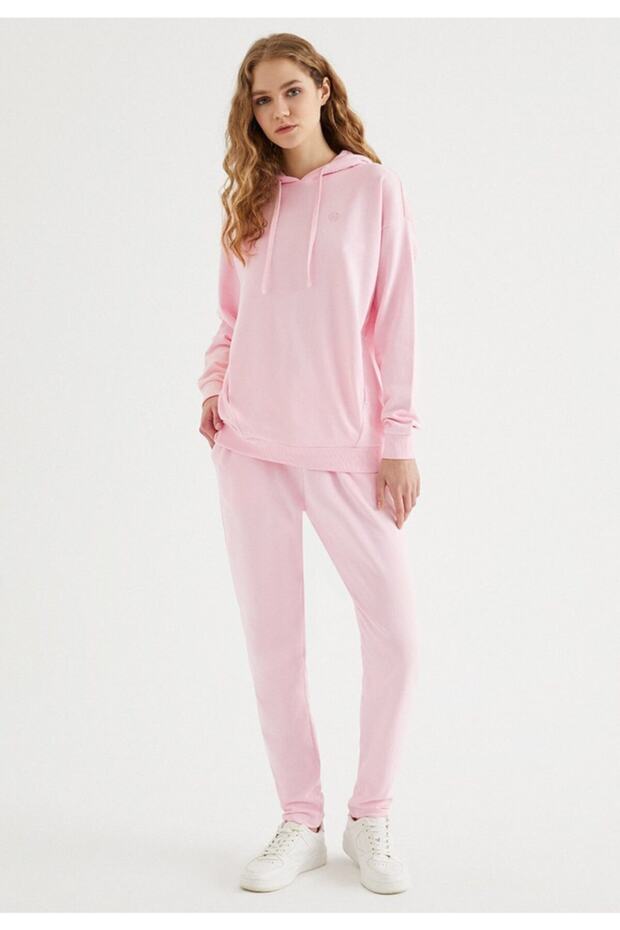 Women's Pink Oversize Fit Hooded Sweatshirt