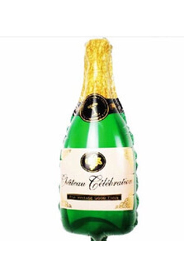 Green Champagne Bottle Shaped Foil Balloon