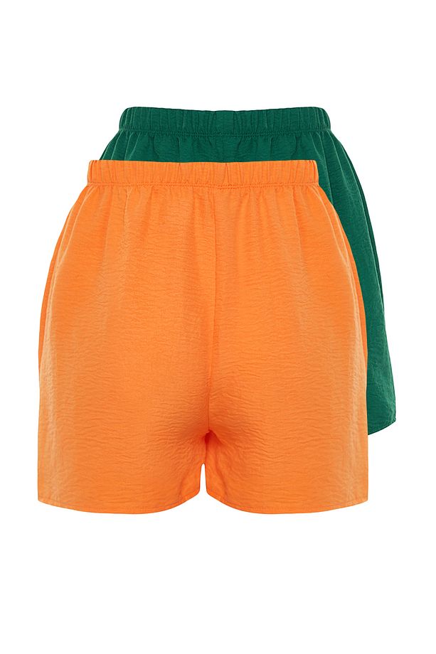 Turuncu-Çok Renkli 2'li Paket Şort Dokuma Pijama Altı THMSS23SR00020 - 7