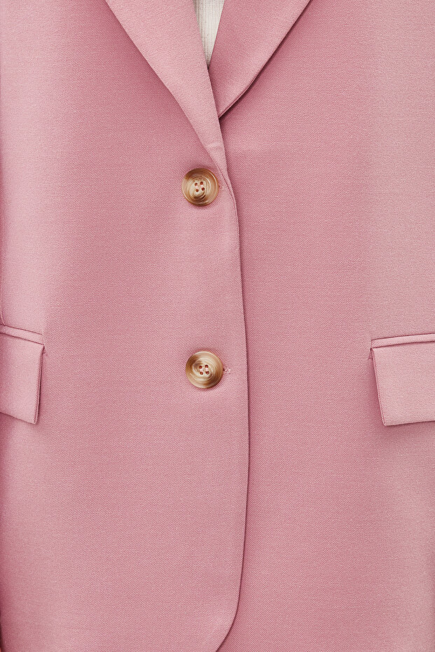 Limitowana edycja różowej, regularnej, tkanej marynarki TWOAW23BC00132 - 9
