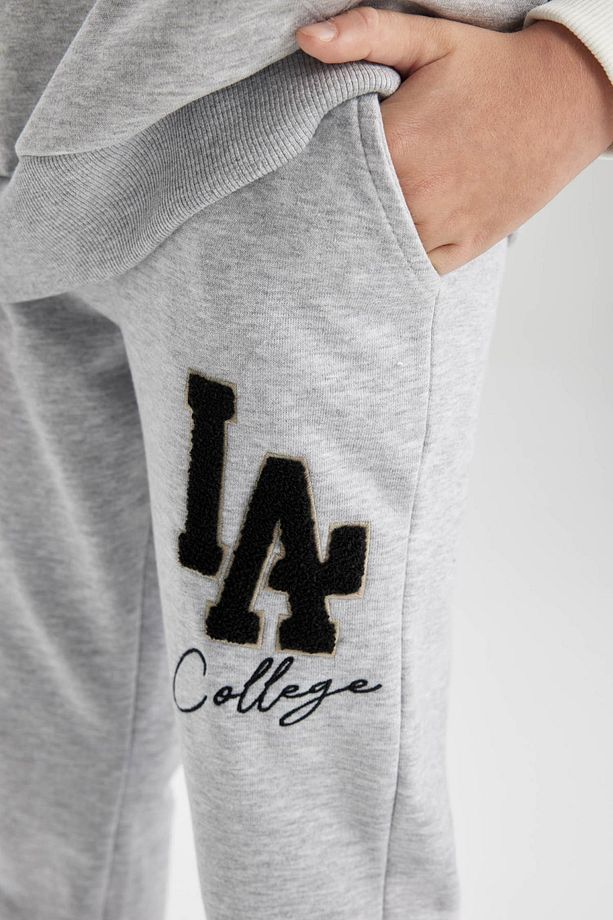 Erkek Çocuk Beli Bağcıklı Lastikli Paça Cepli Baskılı Gri Jogger Eşofman Altı B6142a824sp - 5
