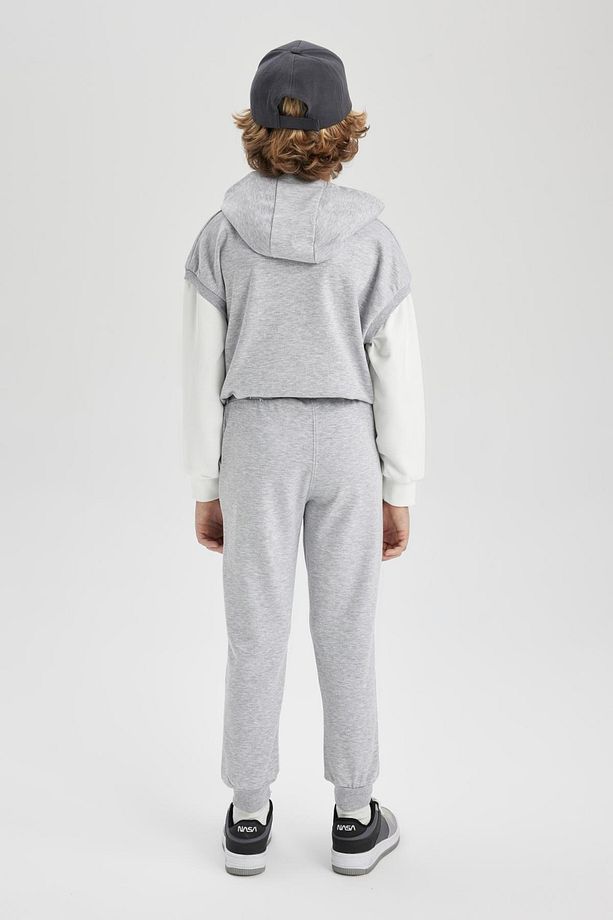 Erkek Çocuk Beli Bağcıklı Lastikli Paça Cepli Baskılı Gri Jogger Eşofman Altı B6142a824sp - 6