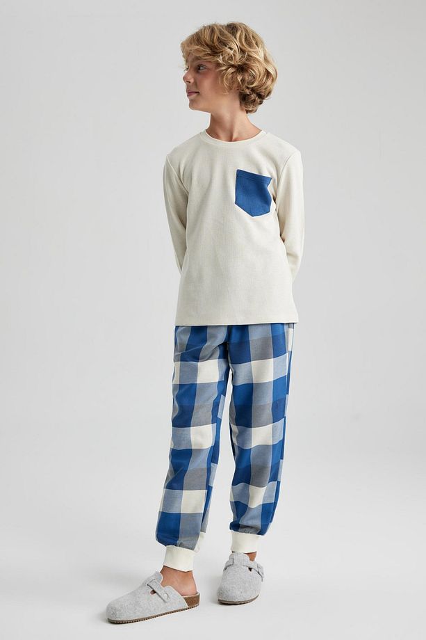 Erkek Çocuk Waffle Uzun Kollu Pijama Takımı - 3