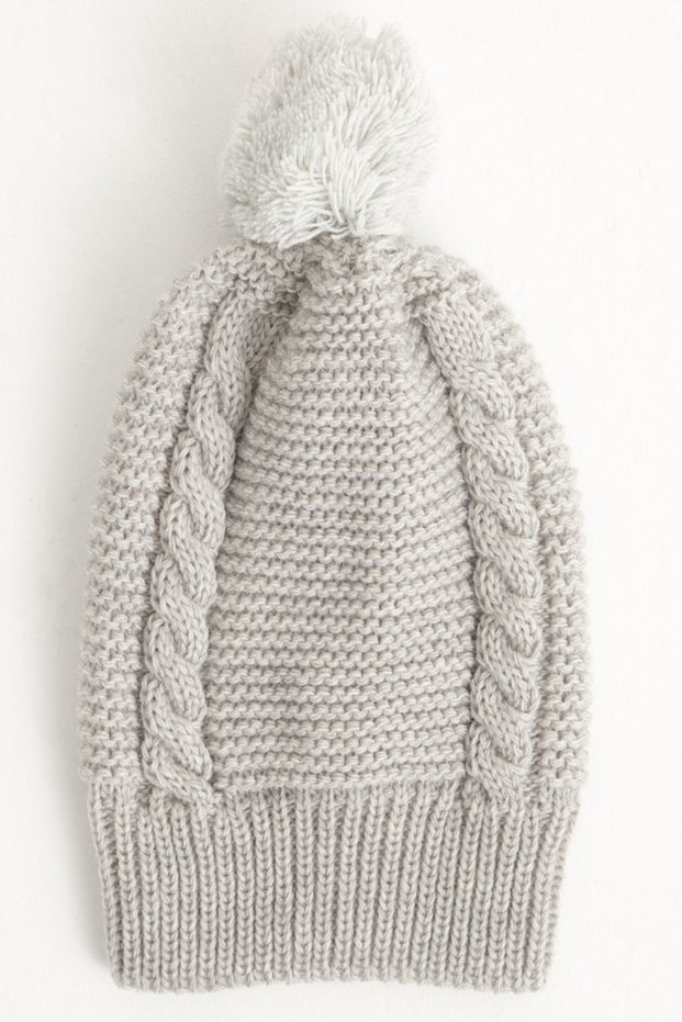 Pompom Knitwear Baby Hat, Knitwear Baby Beanie, Single Pompom, Cotton (0-18 Months)