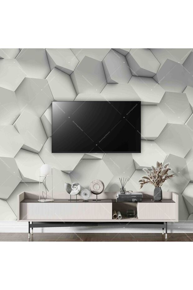 Altıgen 3D 3 Boyutlu Duvar Kağıdı - 3