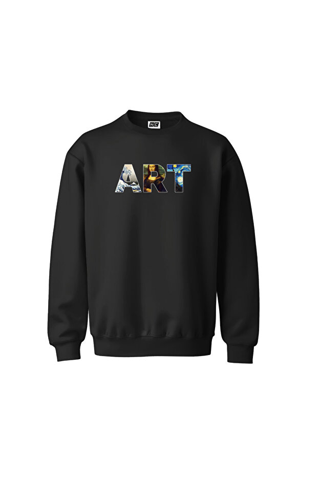 سويت شيرت بدون غطاء للرأس مطبوع رقميًا من Art Art Design بثلاثة خيوط