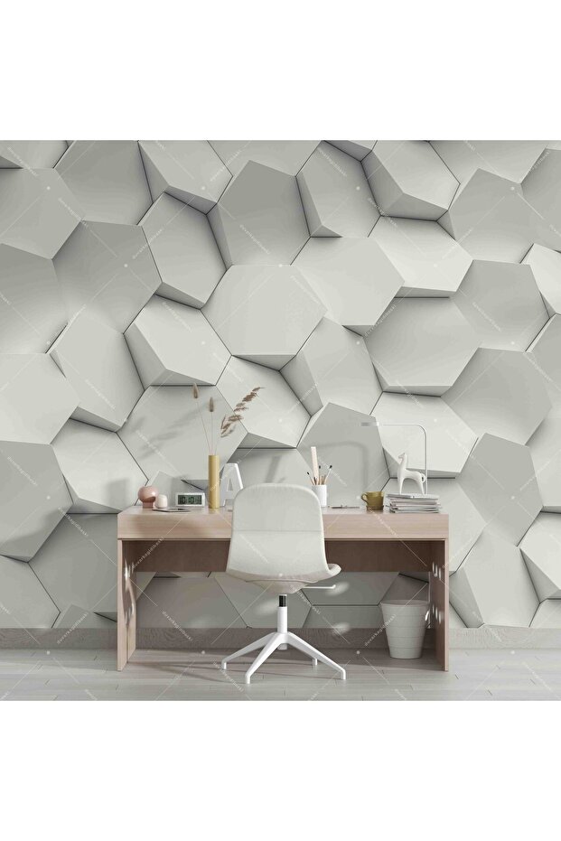 Altıgen 3D 3 Boyutlu Duvar Kağıdı - 4