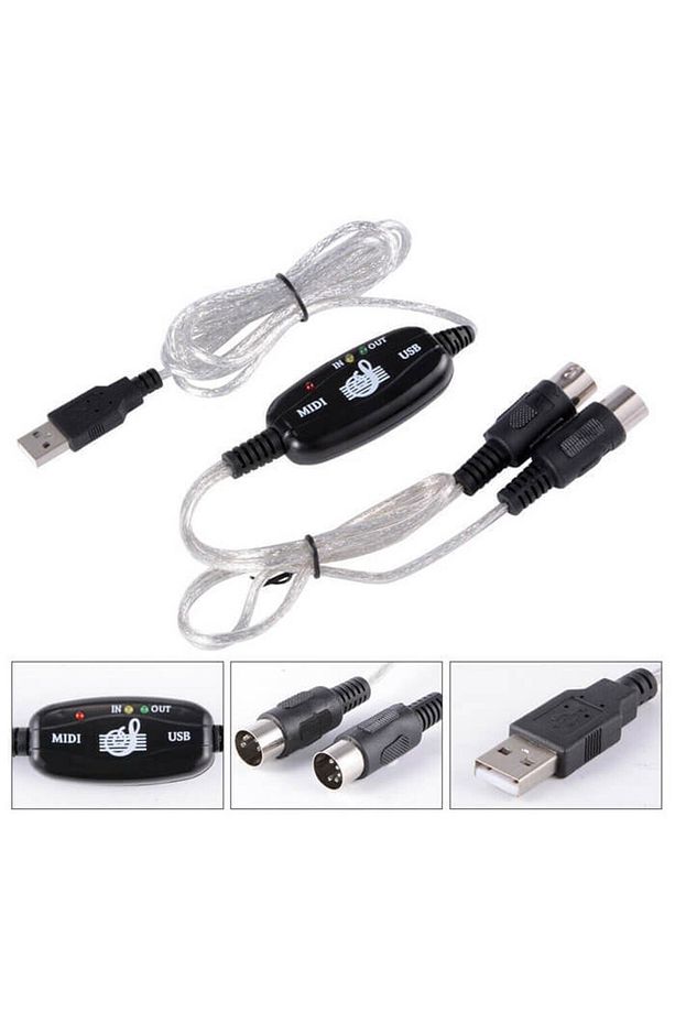 Usb Midi Kablo Org Adaptör Keyboard Adapter Piyano - 2 Metre - 1