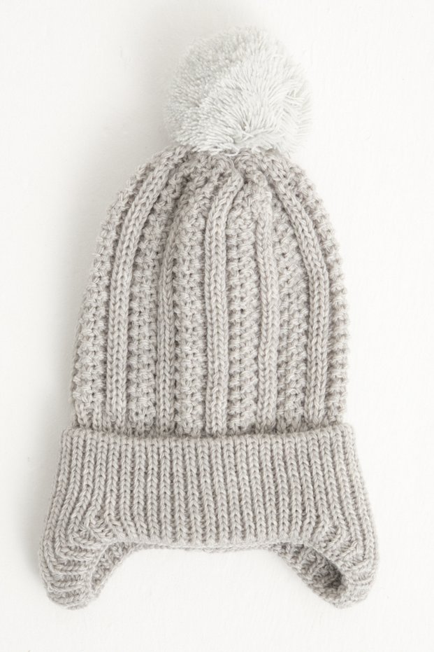 Pompom Knitwear Baby Hat, Knitwear Baby Beanie, Single Pompom (0-18 Months)