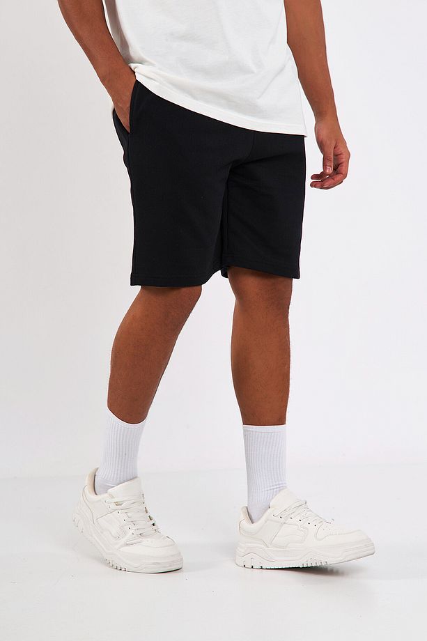 Regular Fit Yanları Cepli Kalın Kumaş Rahat Kesim Erkek Siyah Şort - 5