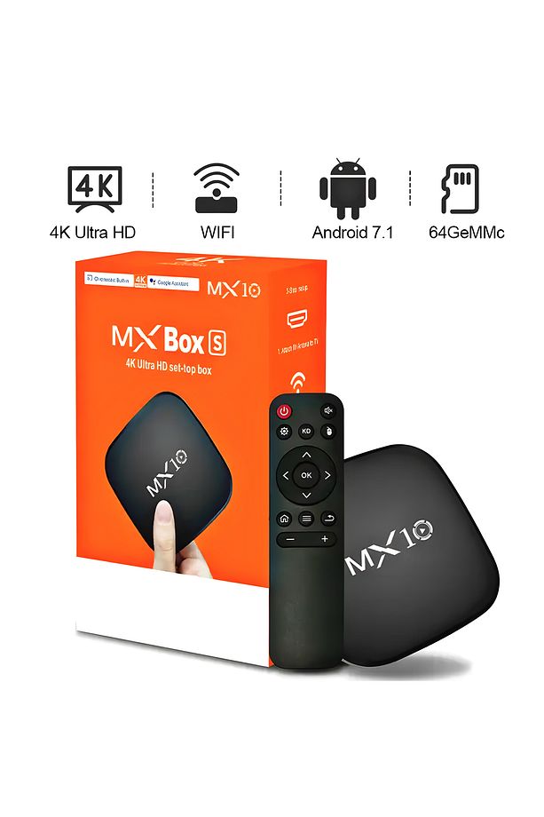 MX10 1/8 Gb 4k Android Tv Box Medya Oynatıcı Android 7,1 - 1