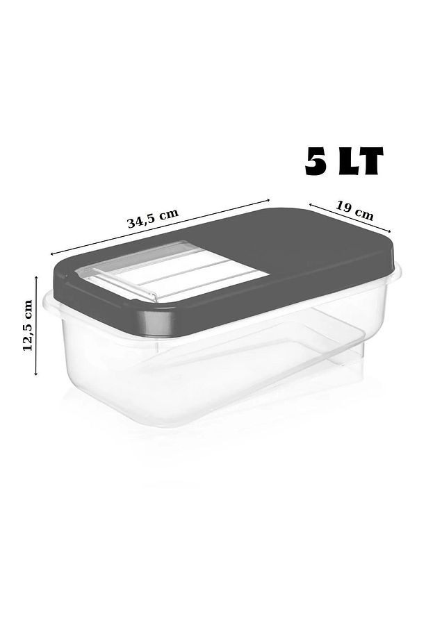 3 Adet 5 Lt Kolay Kayar Kapaklı Multibox Saklama Kabı Antrasit - 3