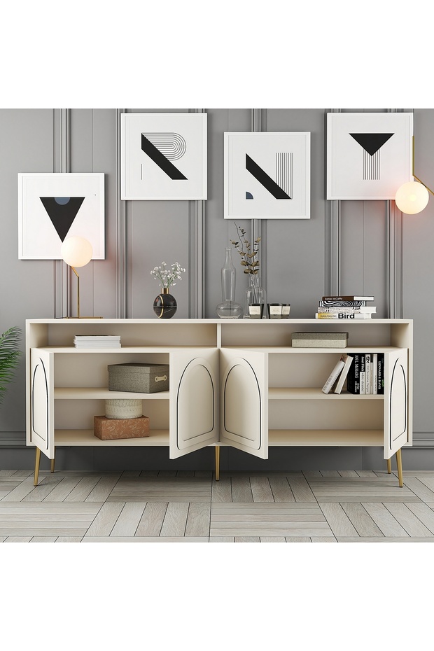 Marsilya Konsol - Krem / Altın - 2