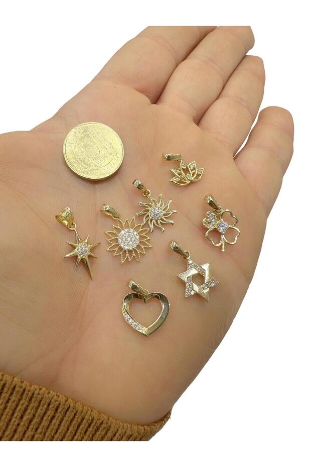 14 Ayar Altın Minik Lotus Çiçeği Kolye Ucu Charm - 3