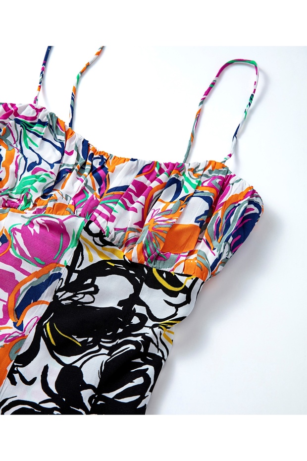 فستان بحزام مزيج من الأنماط - 3