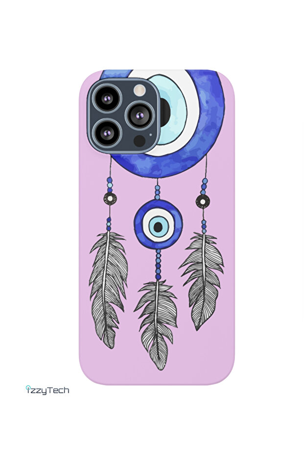 حافظة إطلاق متوافقة مع هاتف Iphone 14 Pro Max مع خرز عين الشر المخملي داخلها - 1