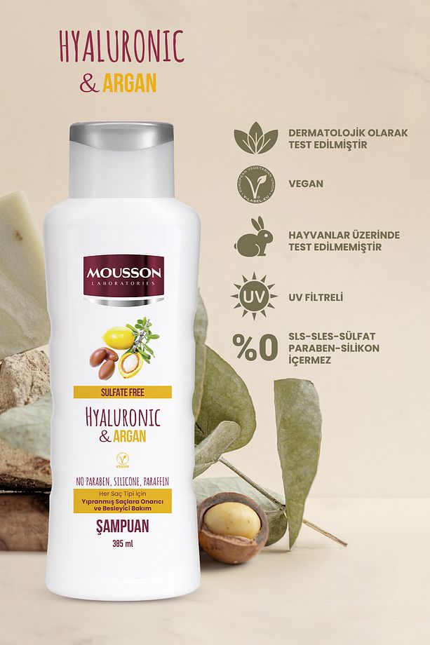 Hyaluronik Asit Ve Argan Içeren Onarıcı Ve Besleyici Sülfatsız Şampuan 385 ml - 1